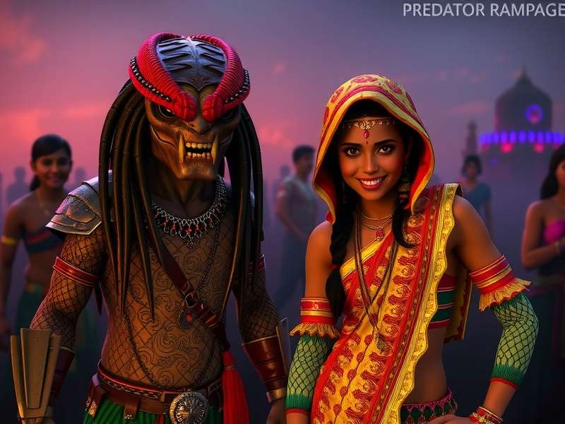 Predator Rampage Diwali Special Event Predator Rampage Diwali event showing characters in traditional Indian festival attire