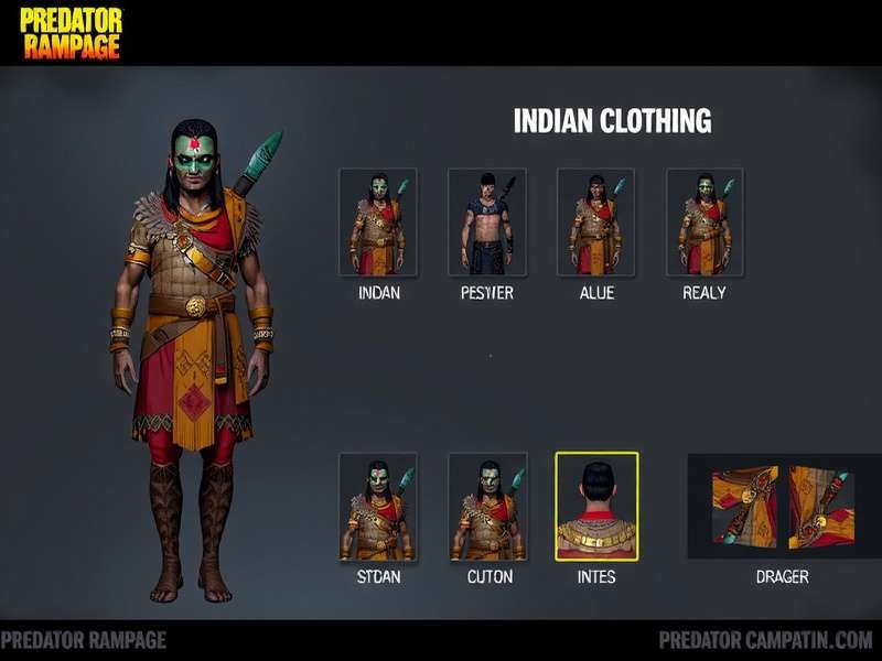 Predator Rampage Character Customization Predator Rampage character customization screen showing Indian clothing options